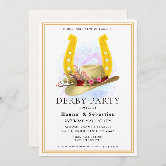  Hat  Derby Party Equestrian 招待状 (正面/裏面)
