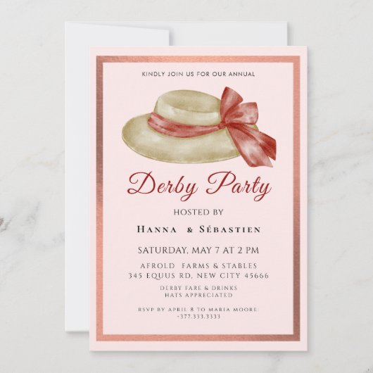 Hat Derby Party Invitation 招待状 (正面)