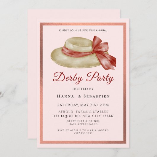 Hat Derby Party Invitation 招待状 (正面/裏面)