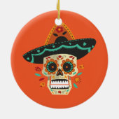 Hat Dia de Muertos |のオーナメントが付いているスカルを砂糖で甘くして下さい セラミックオーナメント (裏面)