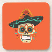Hat Dia de Muertos |のコースターが付いているスカルを砂糖で甘くして下さい コースター (正面)