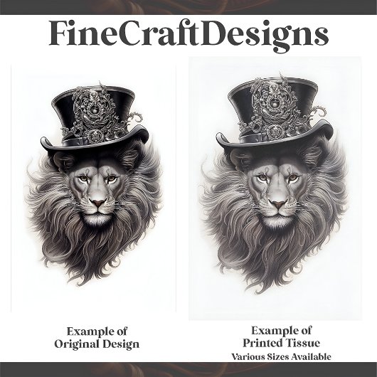 Hat E4デコページの洗練されたSteampunkライオン 薄葉紙