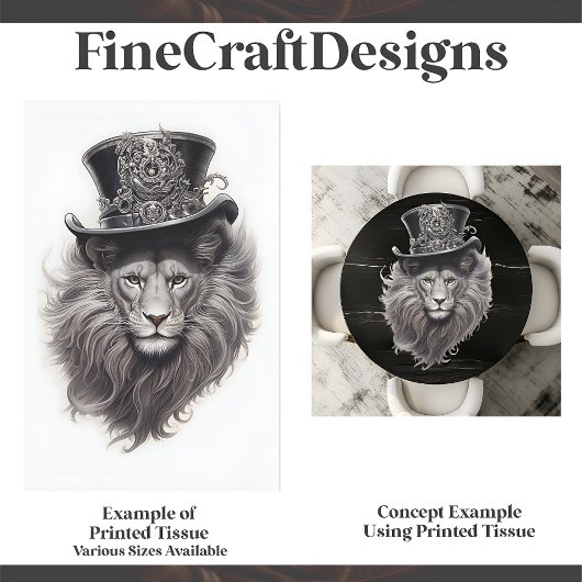 Hat E4デコページの洗練されたSteampunkライオン 薄葉紙