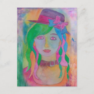 hat girl - post card ポストカード