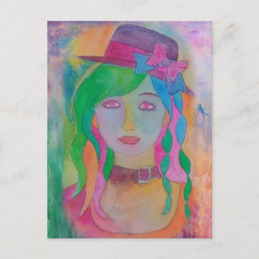 hat girl - post card ポストカード (正面)