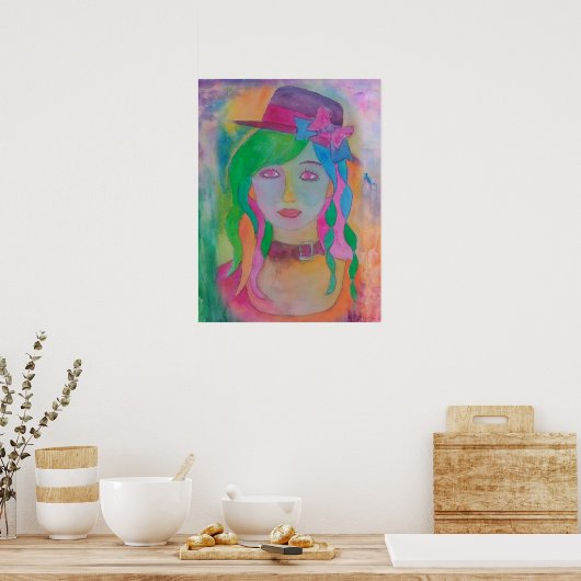 hat girl - poster ポスター (キッチン)