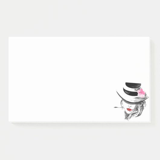 Hat Post-it®ノートを持つ女性 ポストイット (正面)