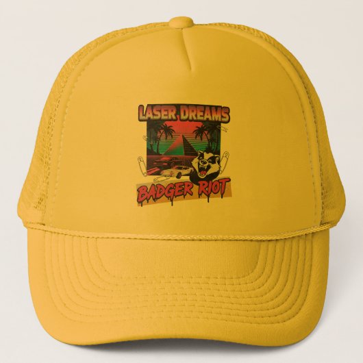 Hat Retro 80s Laser Dreams Badger Riot Synthwave  キャップ (正面)