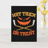 Hat Trick Or Treat Ice Hockey Halloween Boy Men Pl カード (黄色い花)