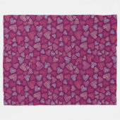 Hatched Scribbled Hearts Texture Pattern フリースブランケット (正面(横))