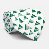 Hatched Triangles 250319 - 白地にフォレストグリーン ネクタイ (ロール)