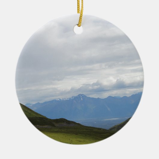 Hatchersのパスの山景色アラスカ セラミックオーナメント (正面)