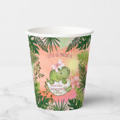 Hatching Dino with Pink Bow 'It's a Girl' Cups 紙コップ (正面)