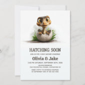 Hatching Soon Adorable Dinosaur Baby Shower 招待状 (正面)
