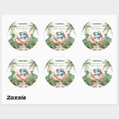 Hatching Soon Baby Shower Stickers Dino Theme ラウンドシール (シート)