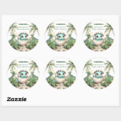 Hatching Soon Dino Egg Baby Shower Stickers ラウンドシール (シート)