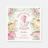 Hatching Soon Dino Girl Dinosaur Baby Shower スタンダードカクテルナプキン (正面)