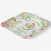 Hatching Soon Dinosaur Baby Shower Gender Neutral ペーパープレート (傾斜あり)