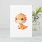Hatching Soon Dinosaur Baby Shower Gender Neutral 招待状 (スタンド正面)