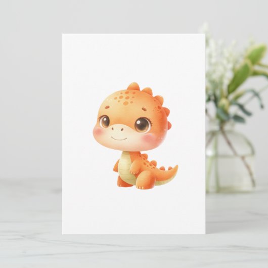 Hatching Soon Dinosaur Baby Shower Gender Neutral 招待状 (スタンド正面)