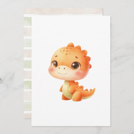 Hatching Soon Dinosaur Baby Shower Gender Neutral 招待状 (正面/裏面)