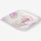Hatching Soon Dinosaur Baby Shower Girl Pink ペーパープレート (傾斜あり)