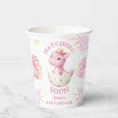 Hatching Soon Dinosaur Baby Shower Girl Pink 紙コップ (裏面)