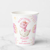 Hatching Soon Dinosaur Baby Shower Girl Pink 紙コップ (正面)