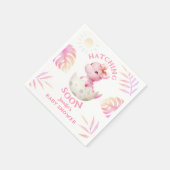 Hatching Soon Dinosaur Baby Shower Girl Pink Paper スタンダードカクテルナプキン (角)