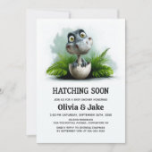 Hatching Soon Dinosaur Baby Shower Invitation 招待状 (正面)