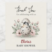 Hatching Soon Rustic Baby Chick Baby Shower ワインラベル (シングルラベル)