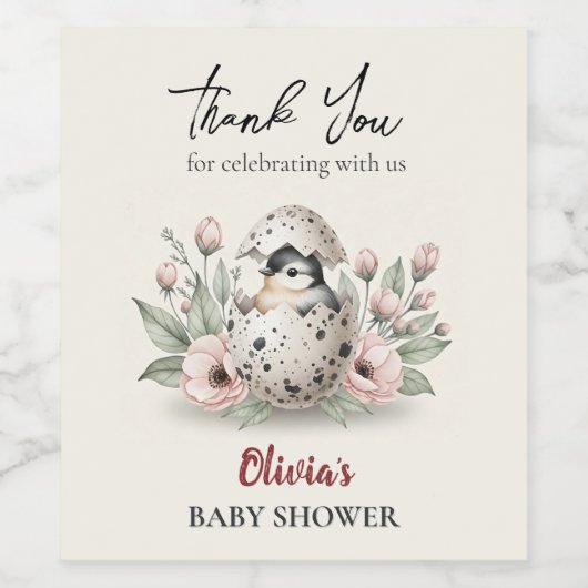 Hatching Soon Rustic Baby Chick Baby Shower ワインラベル (シングルラベル)