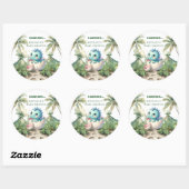 Hatching Soon Shower Stickers Baby Dino Theme ラウンドシール (シート)