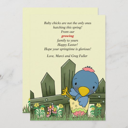 Hatchlingの鳥の妊娠の発表およびイースターC シーズンカード (正面/裏面)