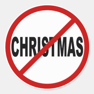 Hate Christma /No Christmas Allowed Sign Statement ラウンドシール