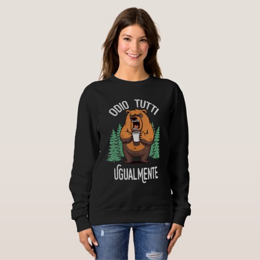 Hate Everyone Equally Bear Coffee   Camping スウェットシャツ (正面フル)