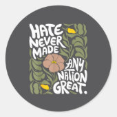Hate Never Made Any Nation Great African Black His ラウンドシール (正面)
