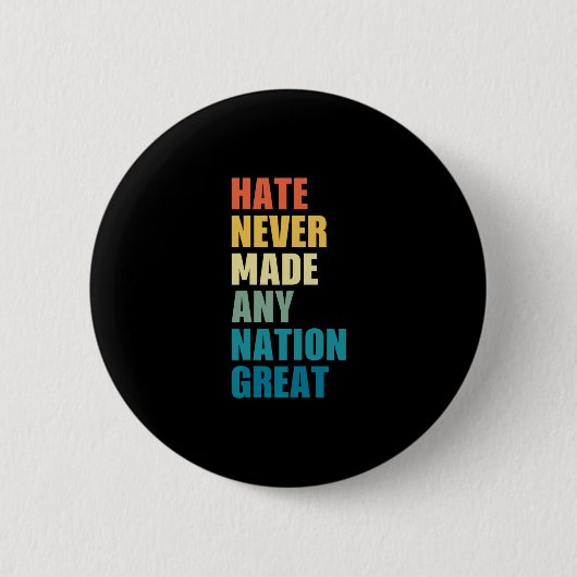 Hate Never Made Any Nation Great Anti-trump Electi 缶バッジ (正面)