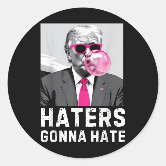 Hatersはトランプピンクおもしろいのバブルガムドナを憎むだろう ラウンドシール (正面)