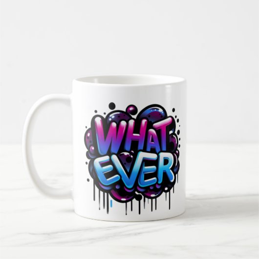 hatever – Graffiti Bubble Tag Style Design コーヒーマグカップ (左)