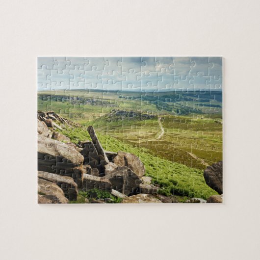 Hathersageはダービーシャーの記念品の写真で繋ぎ止めます ジグソーパズル (横)