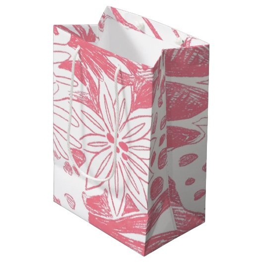 HATHOR Coral Floral Gift Bag ミディアムペーパーバッグ (正面アングル)