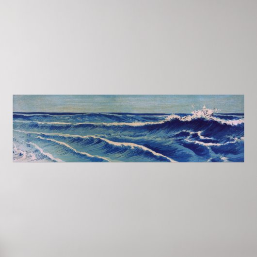 Hatō Zu Waves - Uehara Konen. Japanese Woodblock ポスター (正面)
