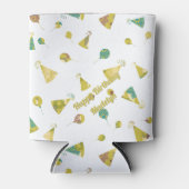 Hats and Balloons Party Pattern Silhouette Art 缶クーラー (正面)