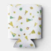 Hats and Balloons Party Pattern Silhouette Art 缶クーラー (裏面)