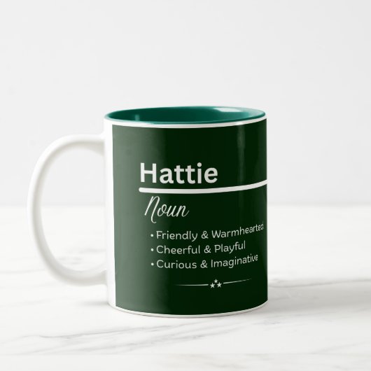 Hattie オリジナルネーム入りコーヒーマグ ツートーンマグカップ (左)