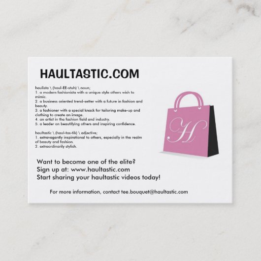 Haultasticの広告宣伝カード 名刺 (正面)
