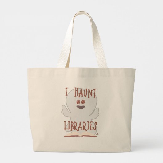 Haunt Libraries本おもしろい幽霊アート ラージトートバッグ (裏面)