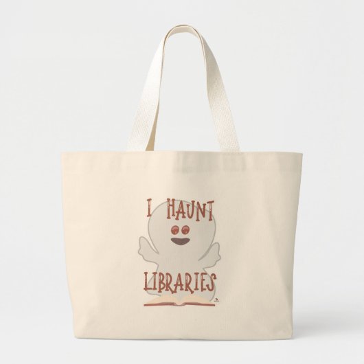 Haunt Libraries本おもしろい幽霊アート ラージトートバッグ (正面)