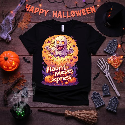Haunt Mess Express – Funny Cute Ghost Halloween Tシャツ
